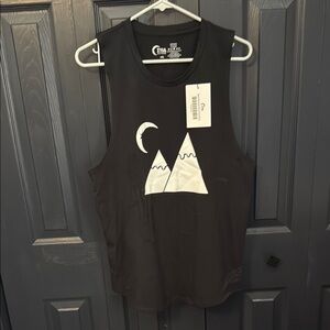 ZYIA Black Sleeveless Graphic Muscle Tee Relaxed Fit